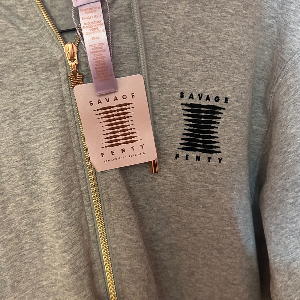 NWT Forever Fenty Savage X Hooded Jumpsuit Heather Grey Size Small - Picture 7 of 12